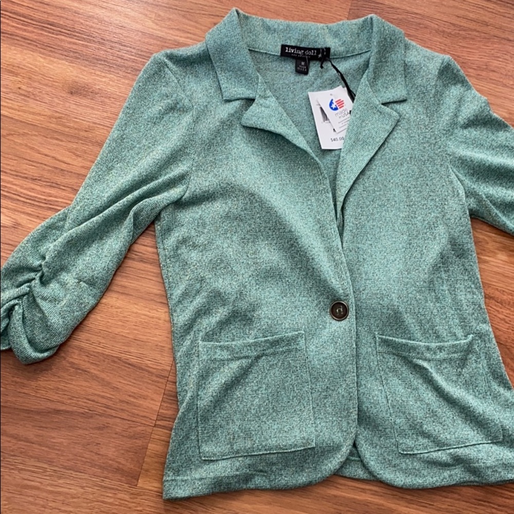 Living Doll sweater cardigan type, mint green, M